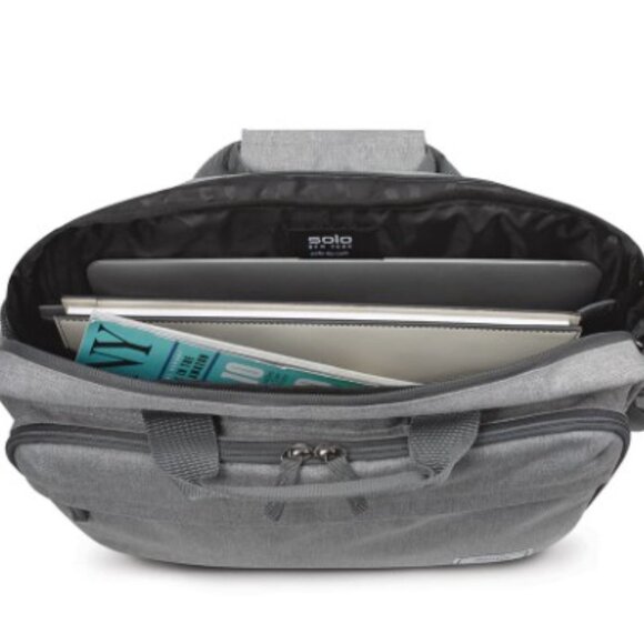 Solo New York RE: New Briefcase Laptop Tote Travel Messenger Bag Gray Unisex - Picture 4 of 14